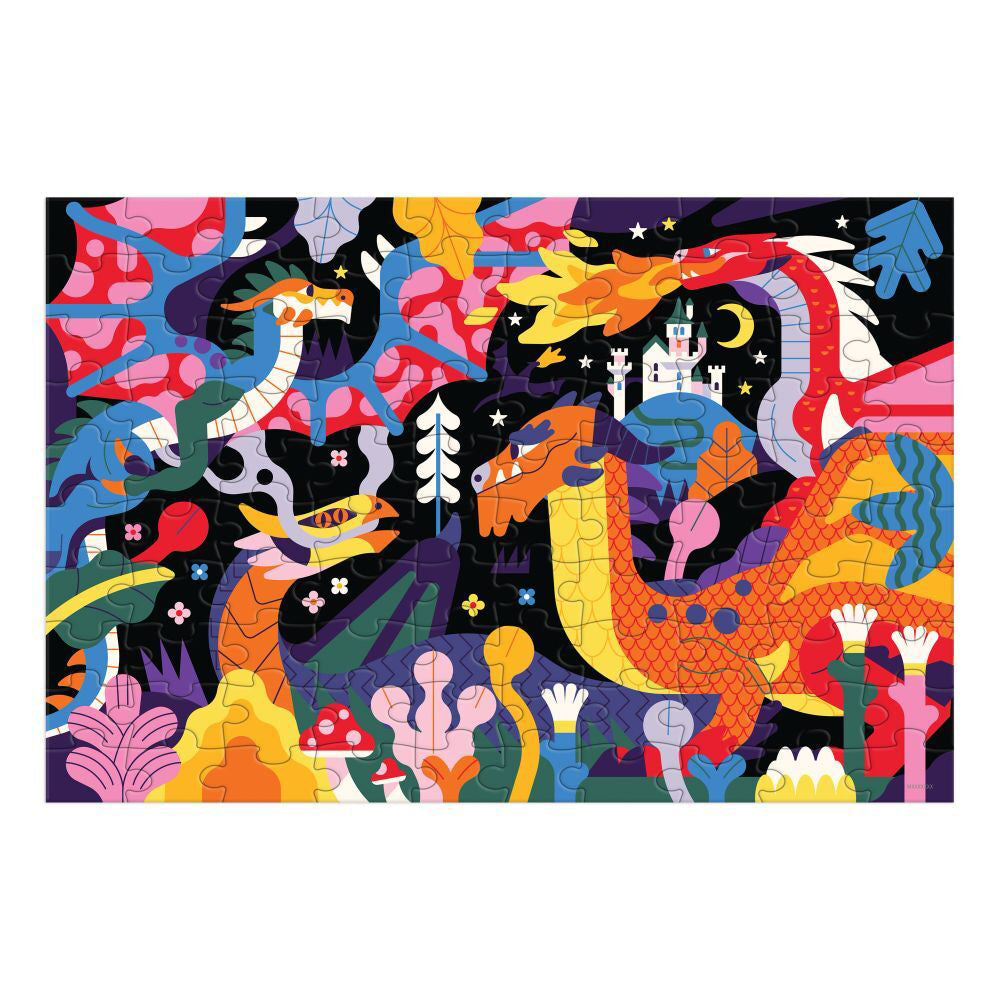 Mudpuppy Glow Jigsaw Puzzle 46x30.5cm Educational Fun Game Dragons 5+ (100 Pieces)