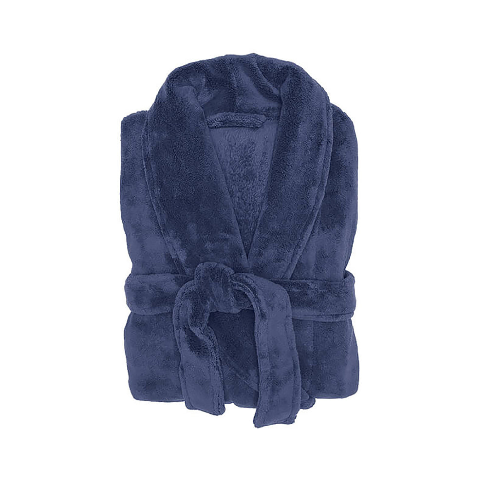 Bambury Size L/XL Soft Microplush Bedroom/Bathroom Robe Home Living — Denim