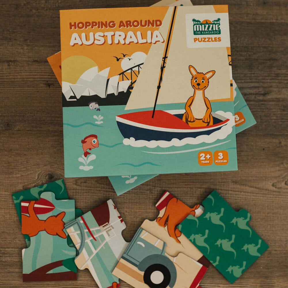 Mizzie the Kangaroo Set of 3 Educational Puzzles 25cm 4/6/9pc Infant/Toddler 2y+ — image 2