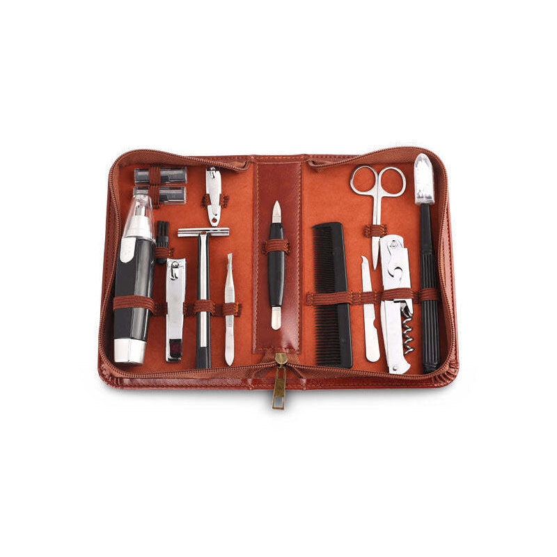 Men's Republic Grooming Zipper Bag Trimmer/Shaver/Comb Portable Kit 12.5cm (12 Pieces)