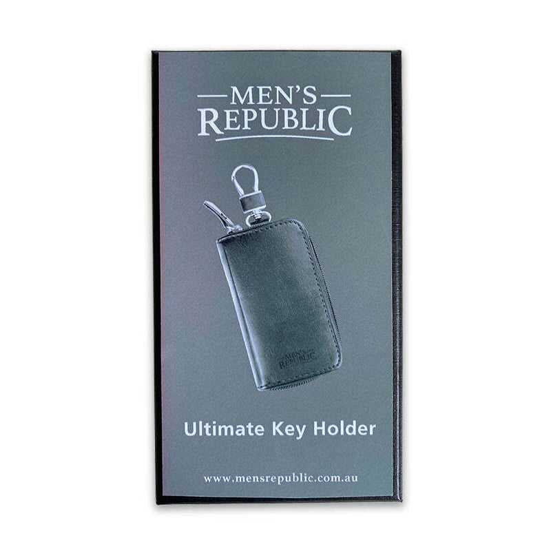 Men's Republic Stylish Sleek Zip Up Key Ring Holder Gift Set Black 12cm x 6cm — image 2