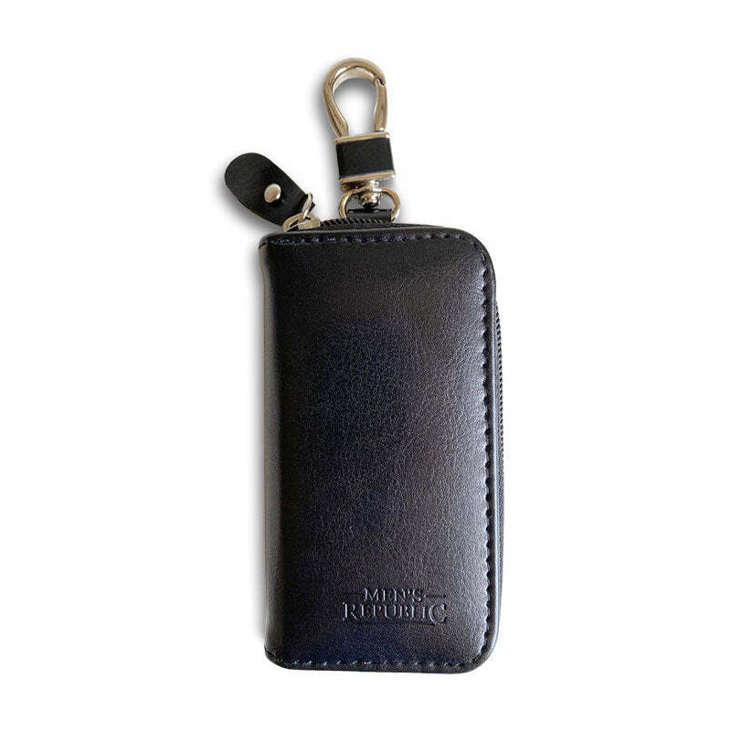 Men's Republic Stylish Sleek Zip Up Key Ring Holder Gift Set Black 12cm x 6cm — image 3