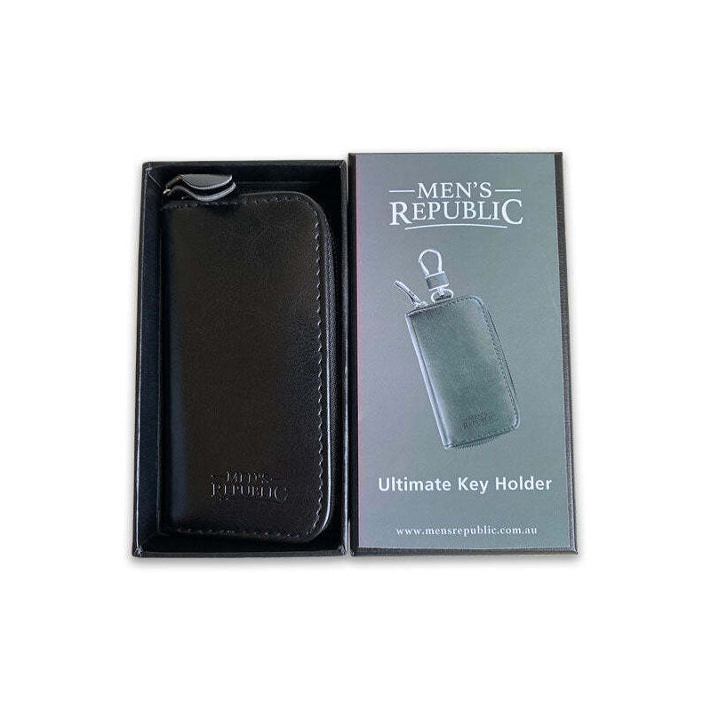 Men's Republic Stylish Sleek Zip Up Key Ring Holder Gift Set Black 12cm x 6cm — image 4