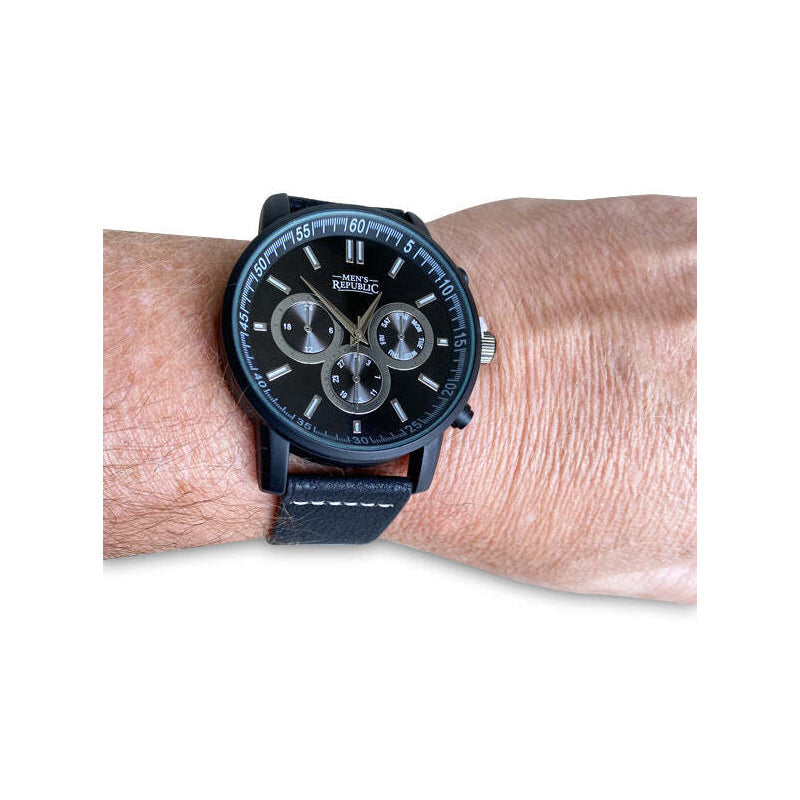 Men's Republic Stylish Modern Watch Set With 4 Bracelets Gift Set Black (5 Pieces) — image 2