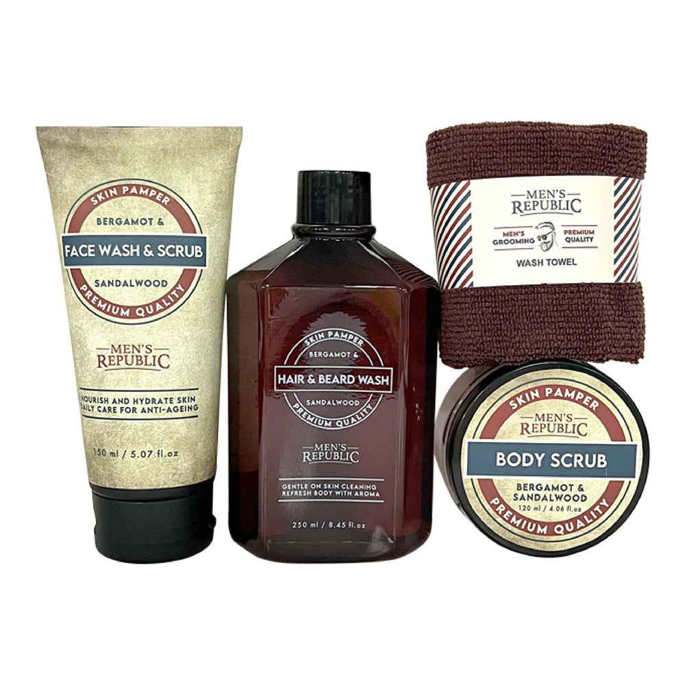 Men's Republic Facial Hair/Styling Grooming Tools Set With Themed Tool Case (5 Pieces)