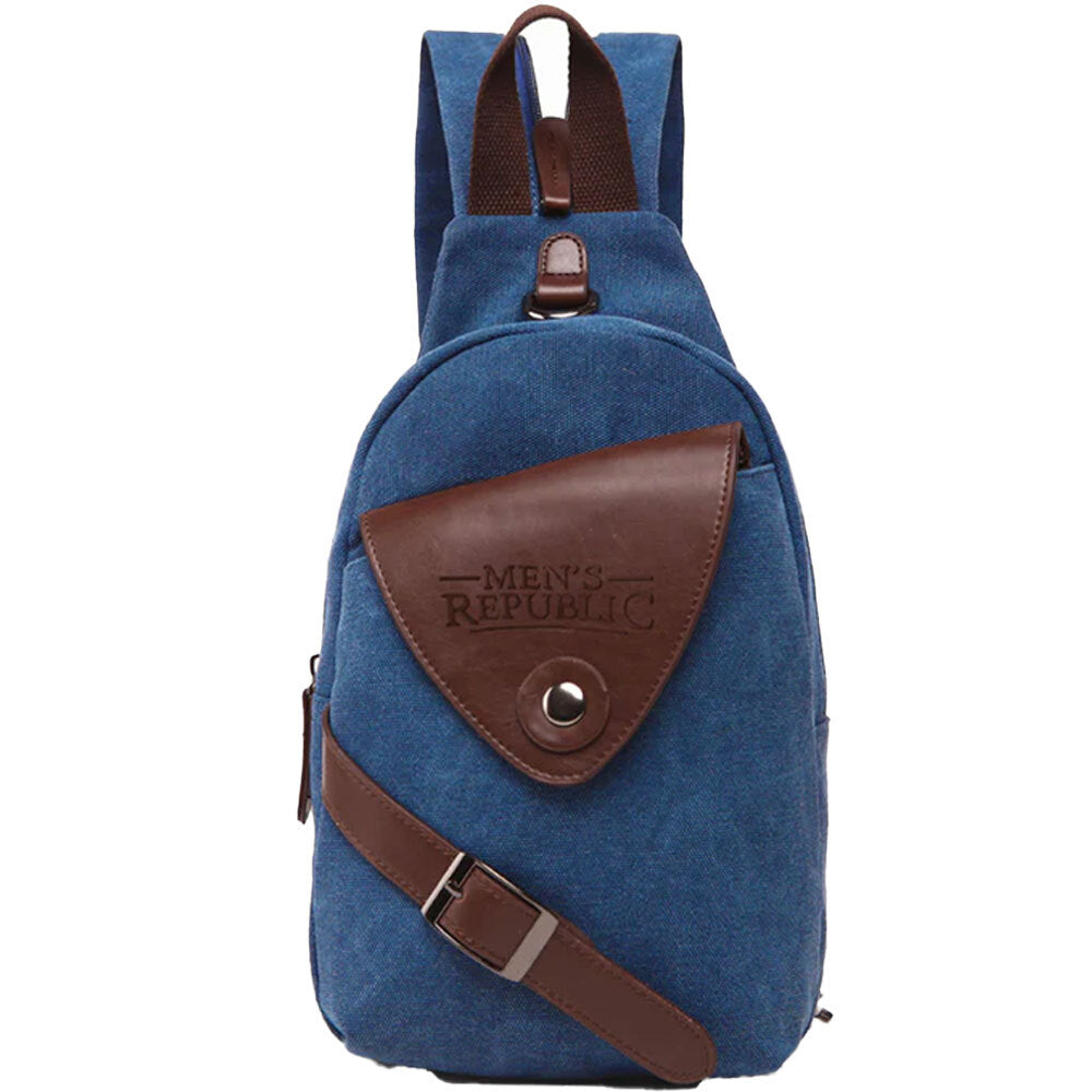 Men's Republic Trendy Canvas Single Strap Sling Bag Travel Backpack - Blue — image 3