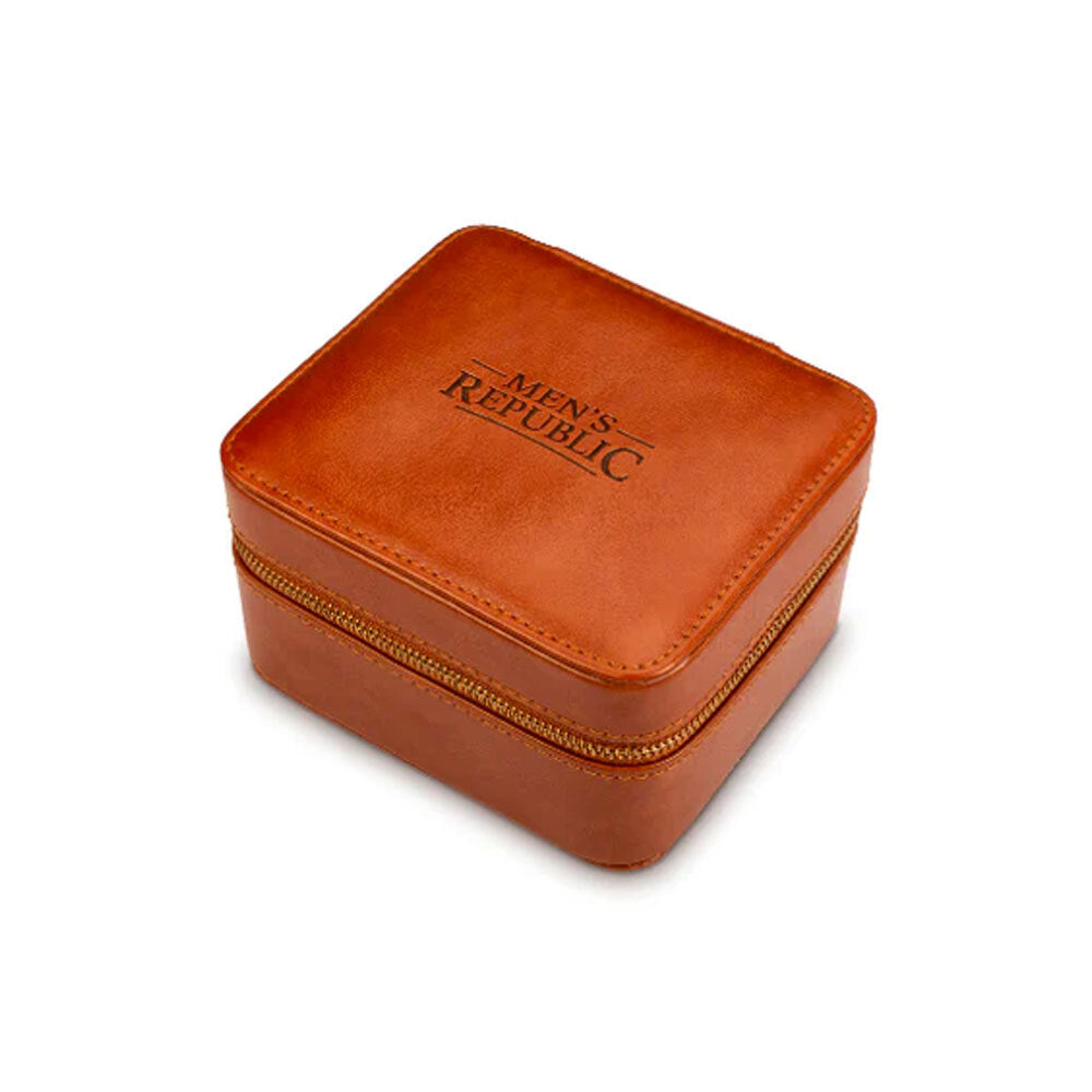 Men's Republic 2 Watches Storage Organisation Display Case - Tan Brown