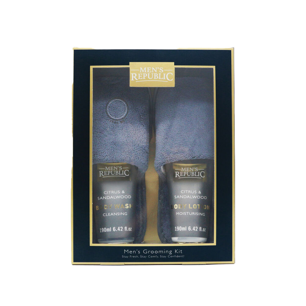 Men's Republic Men’s Republic Grooming and Slippers Kit for Comfort and Relaxation - Grey