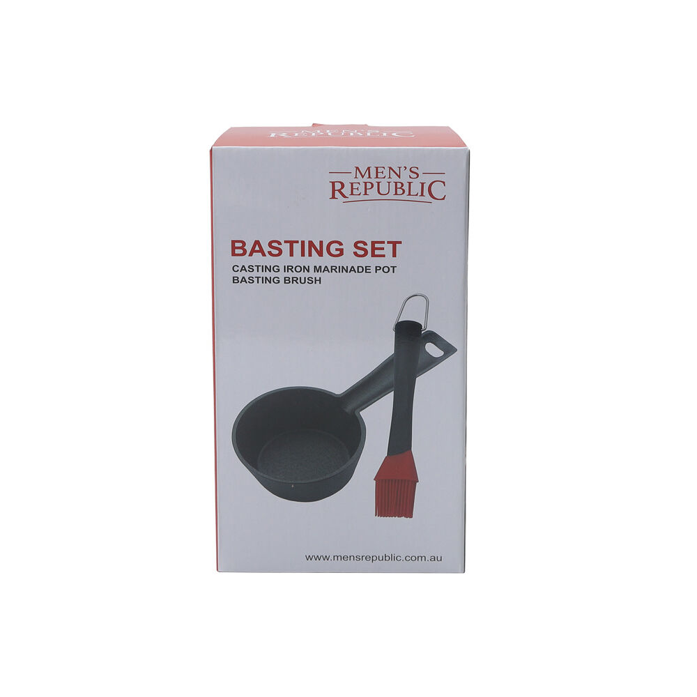 Men's Republic Men’s Republic Basting Set with Cast Iron Pot and Brush for BBQ - Black