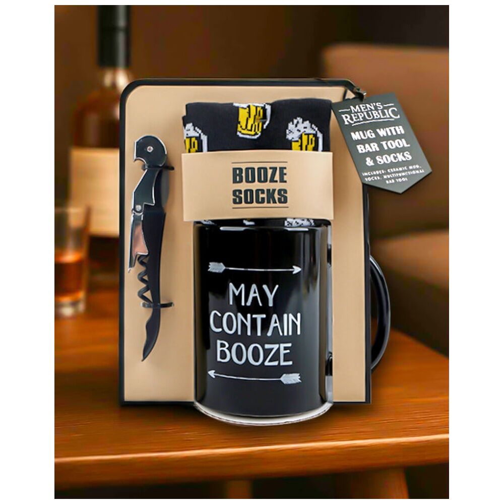 Men's Republic Beer Mug Set with Ceramic Socks and Bar Multitool - Black — image 4