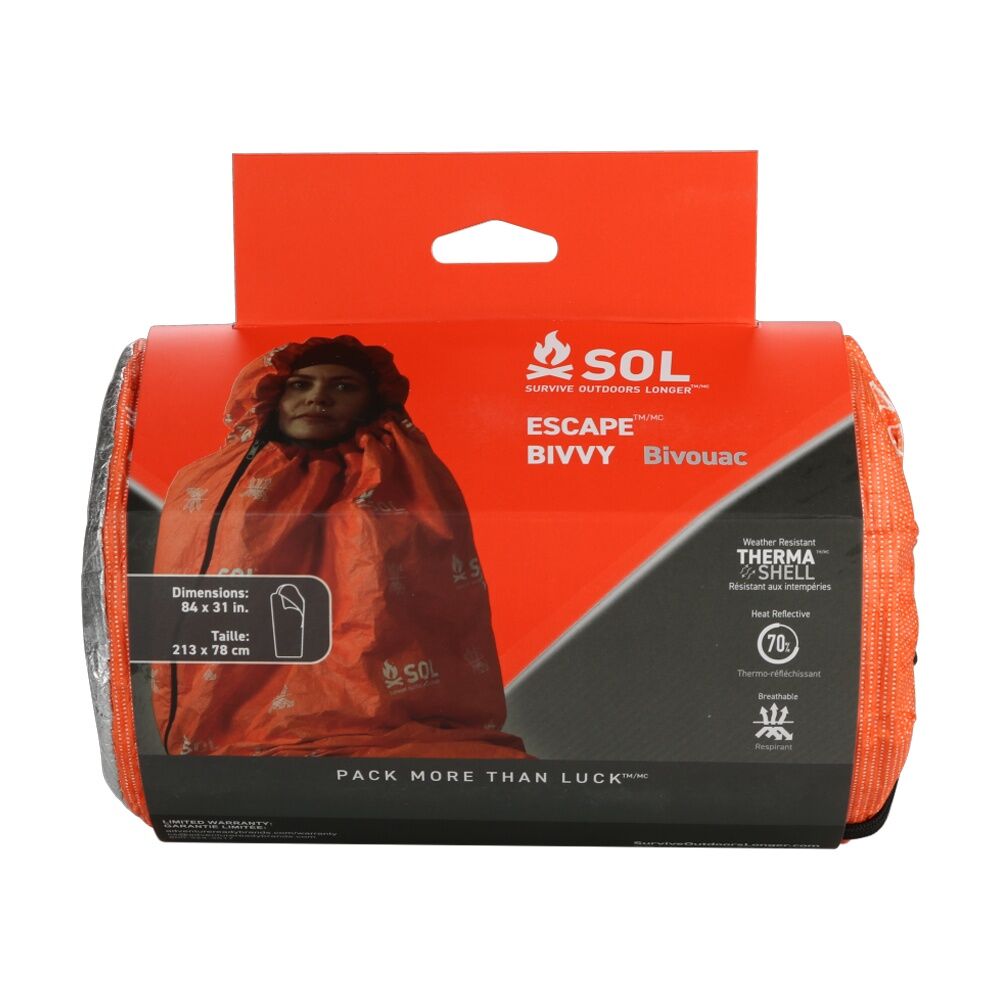 Sol Bivvy With Hood Heat Reflective Water-Resistant 78cm x 213cm Orange