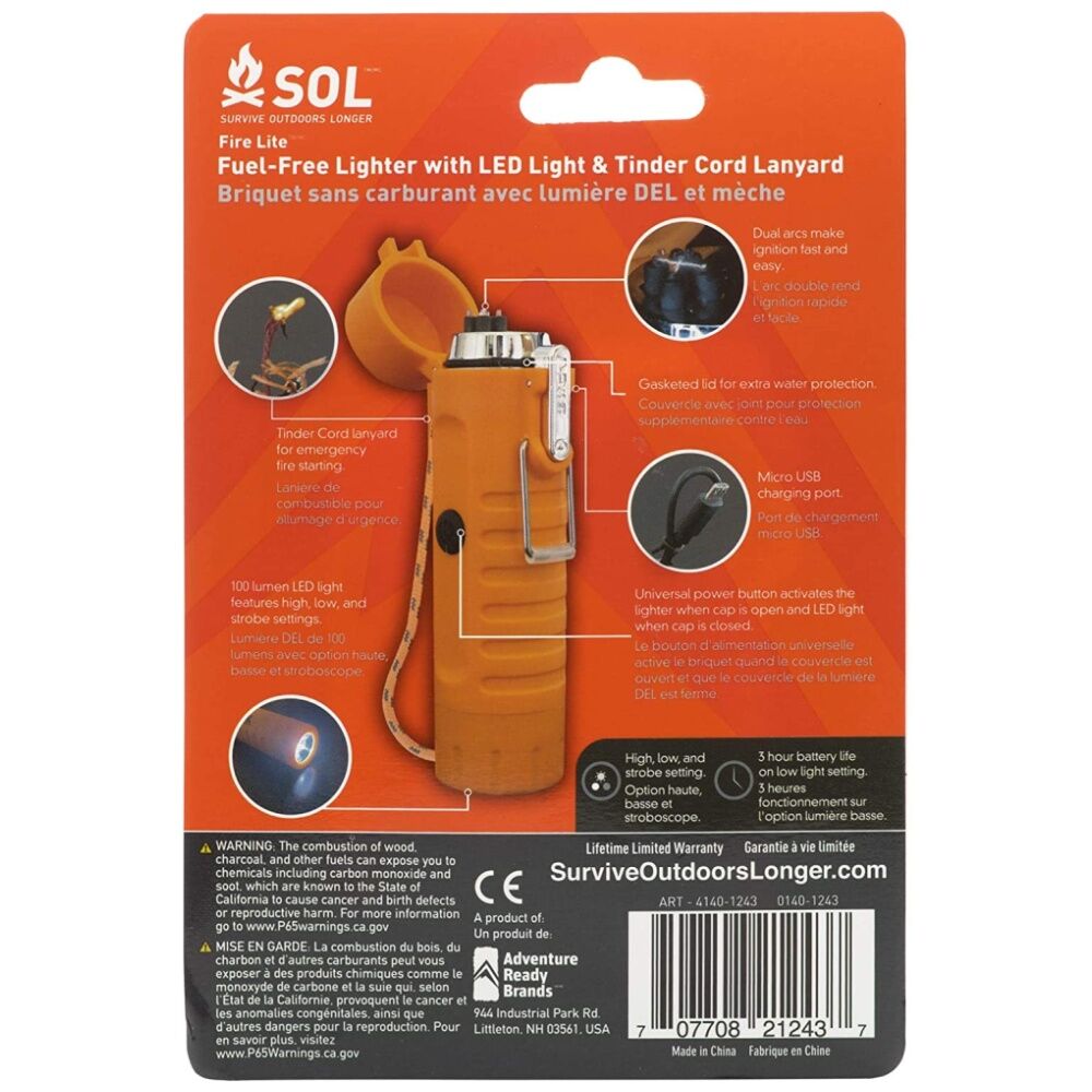 Sol Fire Lite Fuel-Free Lighter Dual Arc Waterproof USB Rechargeable 100lm LED — image 2