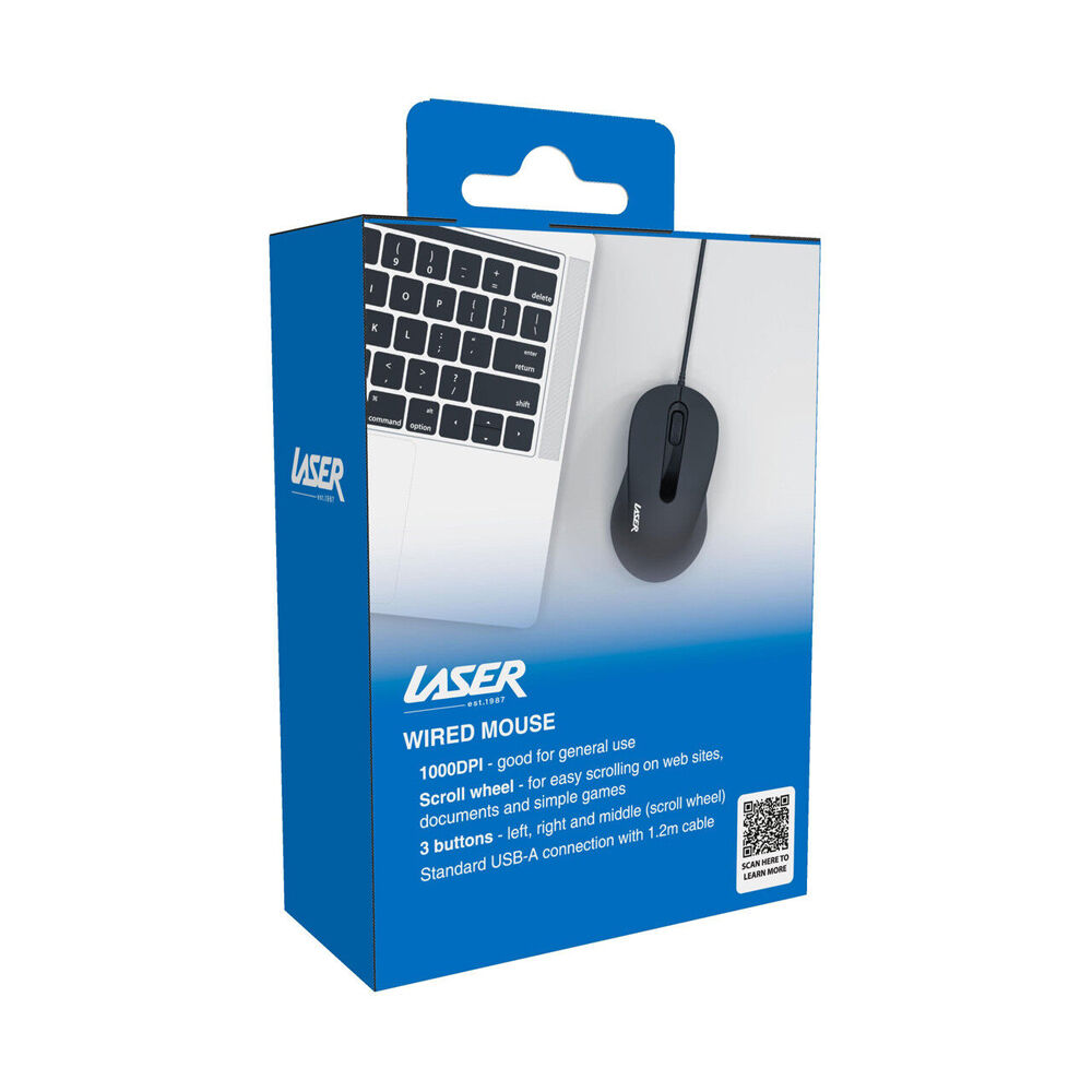 Laser Ergonomic USB Wired Mouse Portable Plug and Play Black — image 2