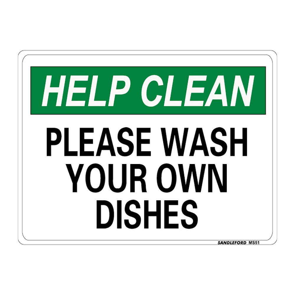 Sandleford Please Wash Your Own Dishes Medium Sign 225x300x1mm Polypropylene