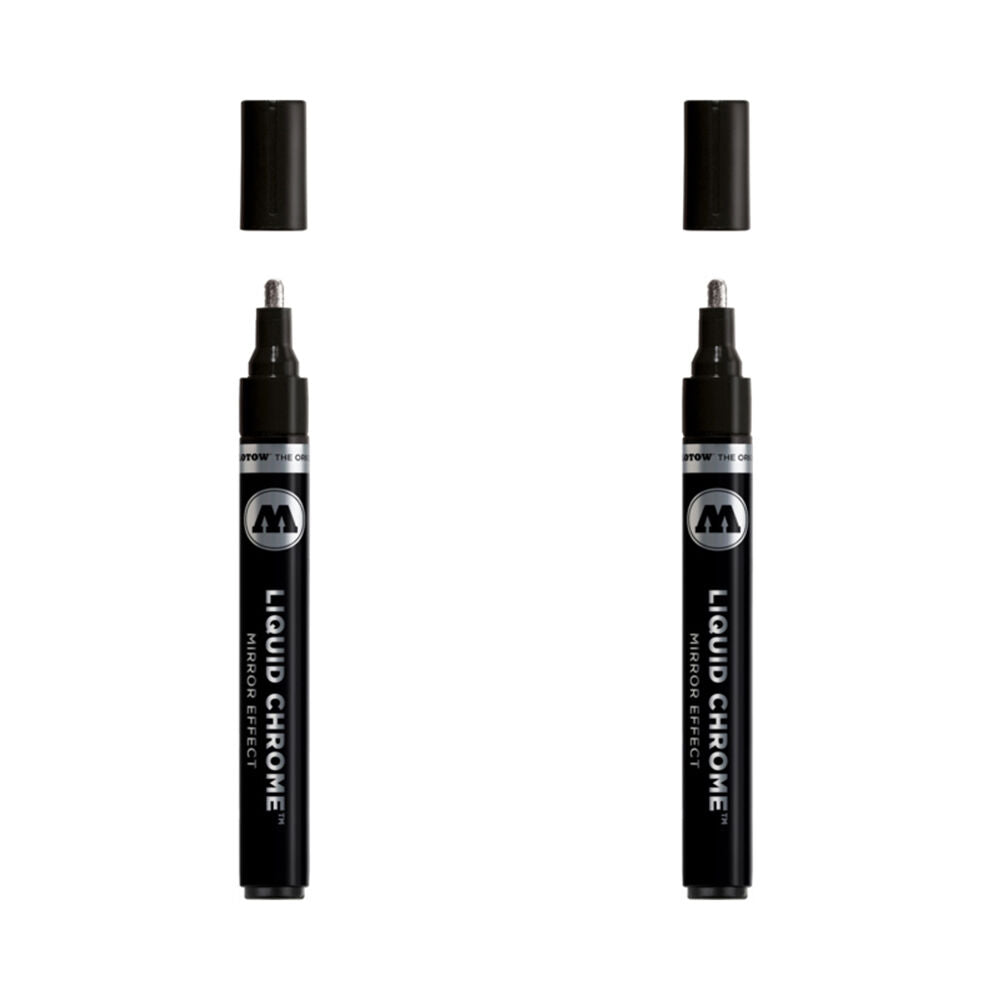 Molotow High Gloss Mirrored Effect Liquid Chrome Marker Art Pen 4mm (2 Pack)