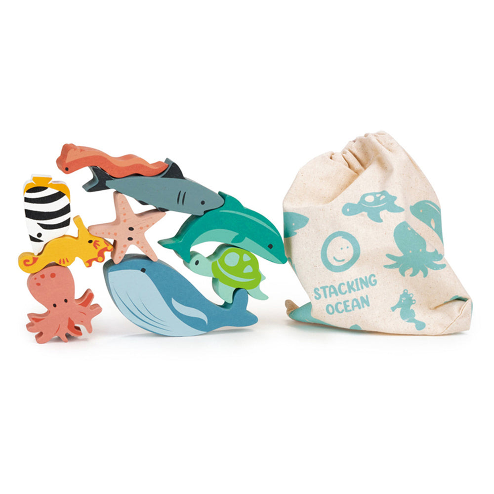 Mentari Happy Stacking Ocean Set w/ Bag Kids/Children 20x20cm Wooden Toy 2y+
