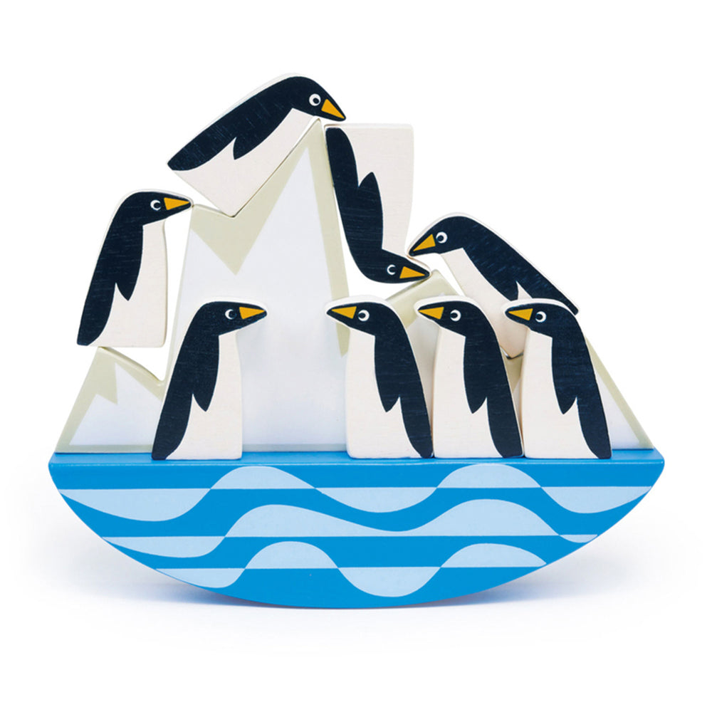 Mentari Balancing Penguins w/Iceberg Kids/Children 20x16cm Wooden Toy 2+ (8 Pieces)