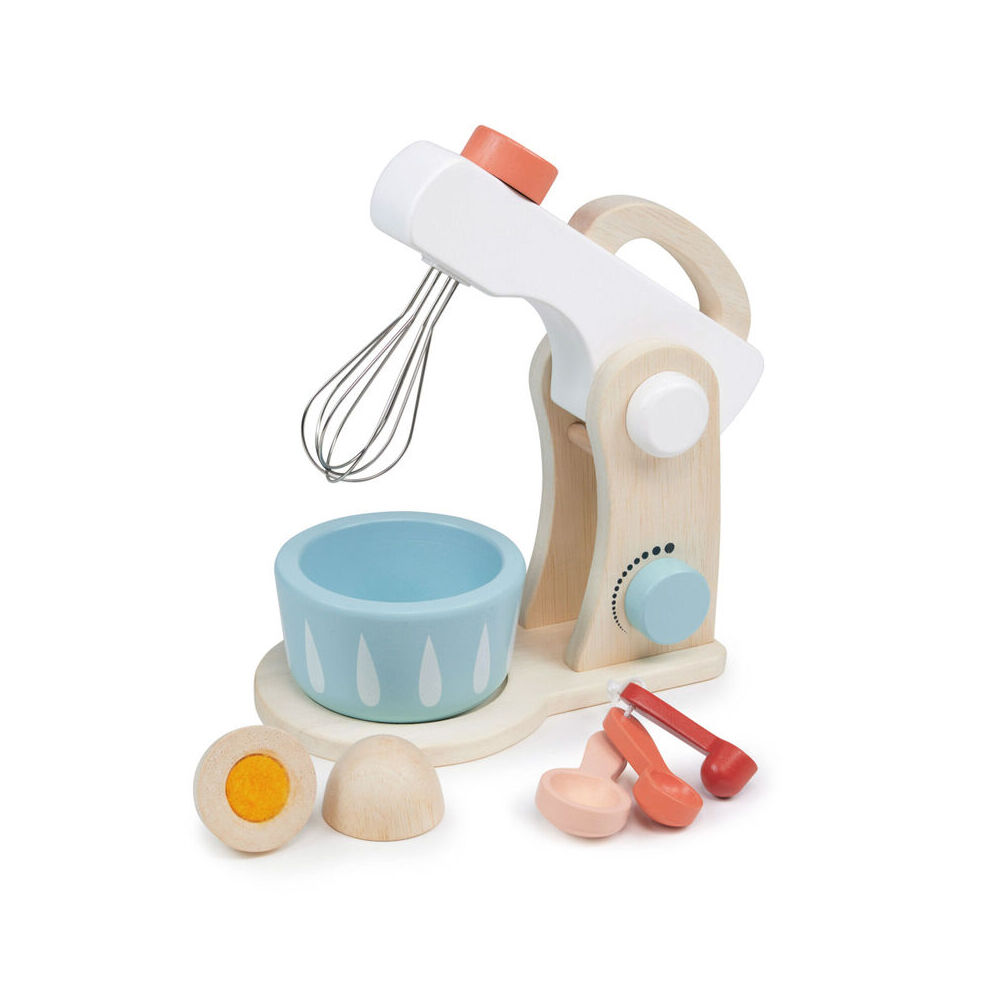 Mentari Cake Mixer Set Metal Whisk Kids/Children Pretend Play Wooden Toy 3y+