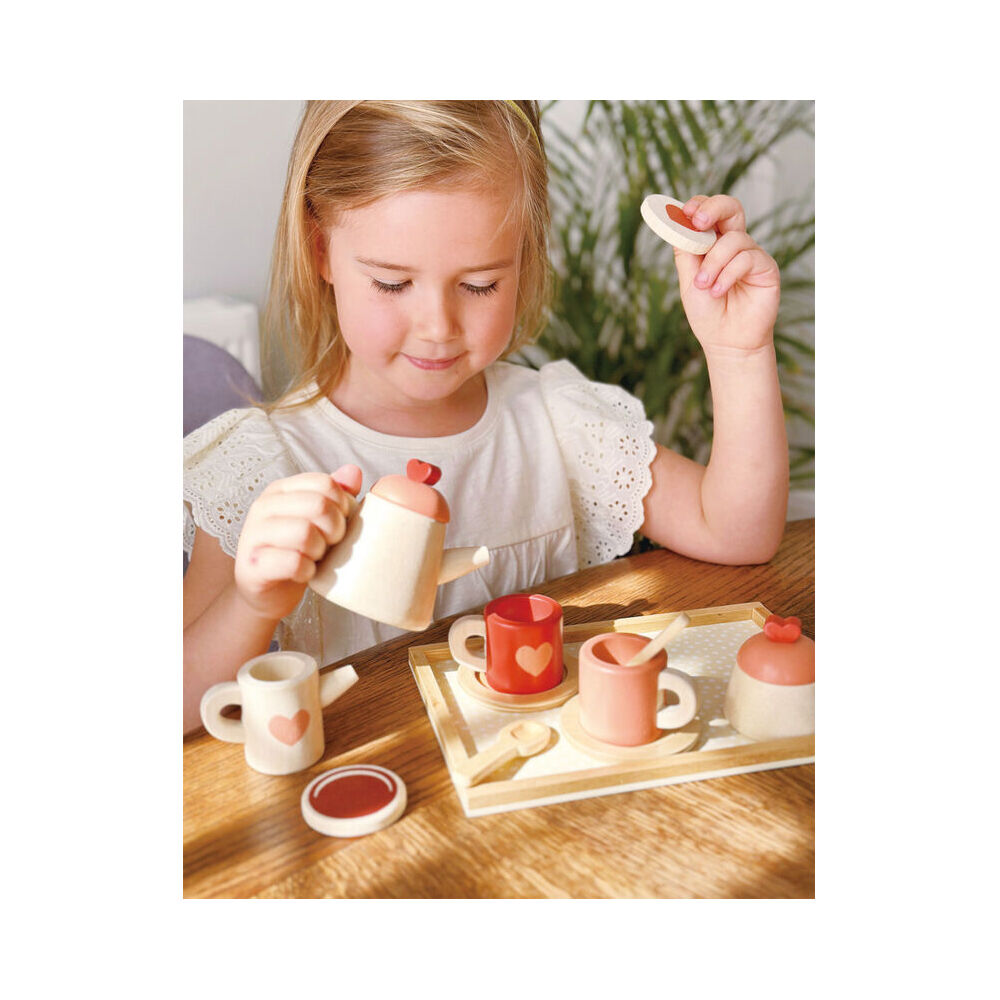 Mentari Wooden Tea Time Tray Set Kids/Children Fun Pretend Play Toy 3y+ — image 5