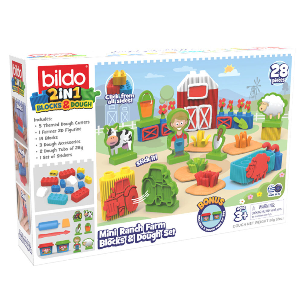 Bildo Mini Ranch Farm Blocks & Dough Set Kids/Children Educational Toy 3y+ (2 Pack) — image 3