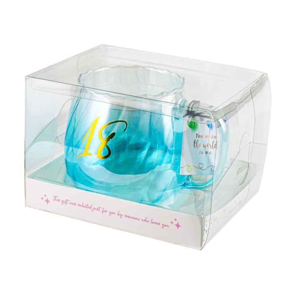 LMD 18th Birthday Glass 670ml/10cm Coffee/Tea Mug Drinking Water Cup w/ Handle Blue — image 2
