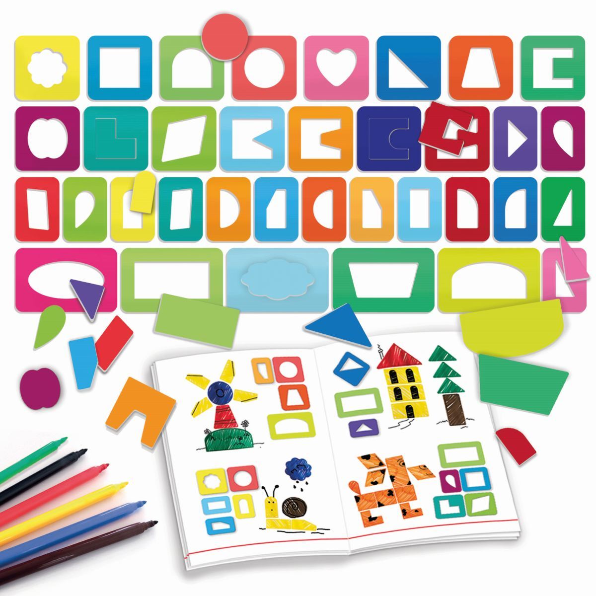 Headu Montessori Stencil Drawing/Colouring Shape Kids Fun Activity Game Kit 3-6y