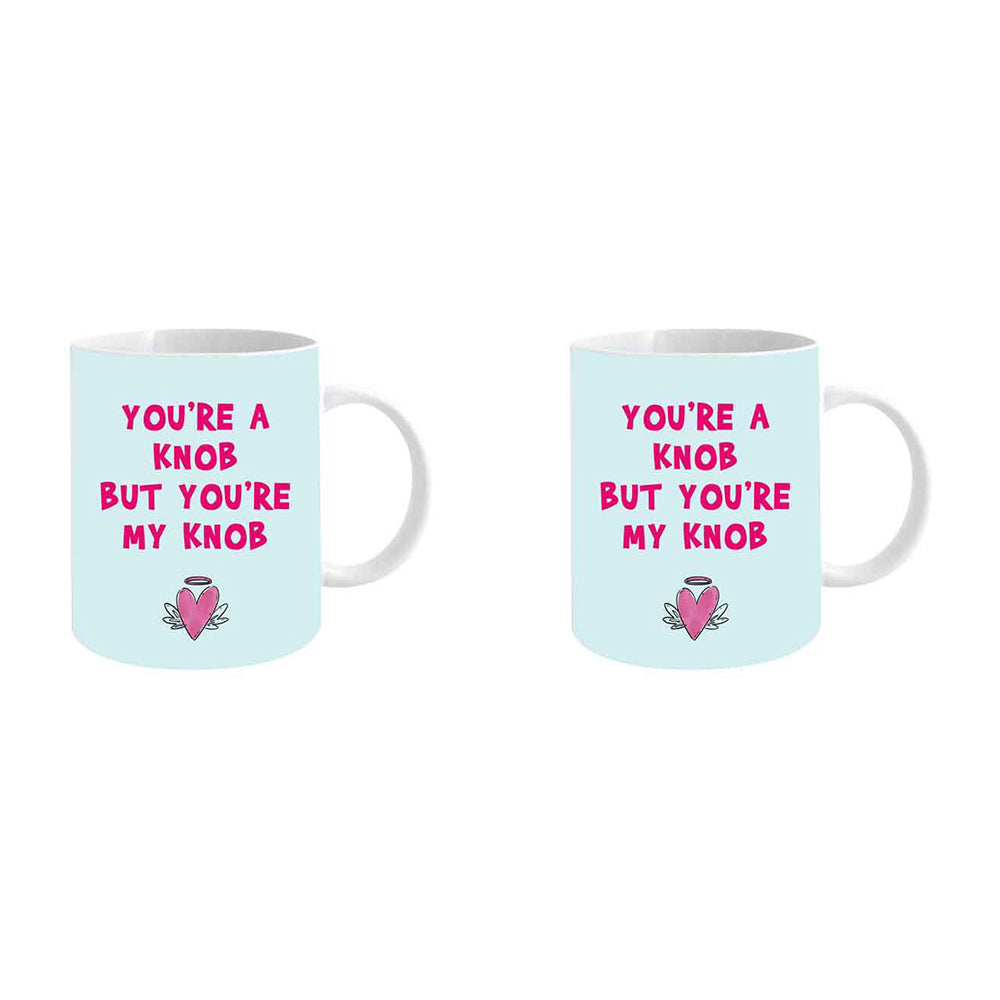 LMD You're a Knob but You're My Knob 360ml Ceramic Coffee Mug Water Cup w/Handle (2 Pack)
