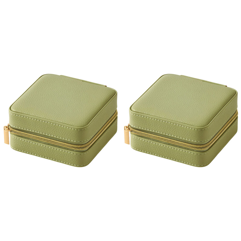 Pilbeam Living Celine Jewellery Case Box Organiser Travel 12x12cm Sage (2 Pack)