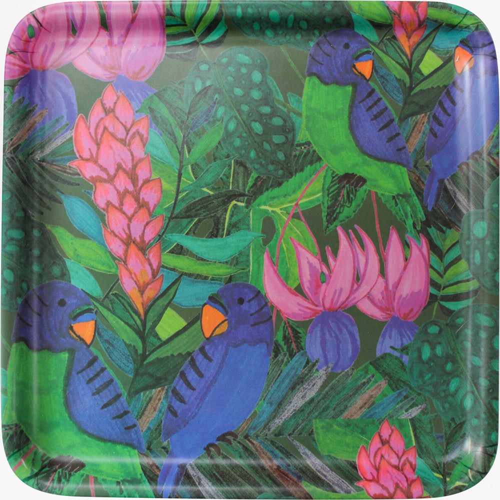 LVD Melamine/Bamboo Serving Tray Amazon Parrot Kitchen Decor 33cm Square (4 Pack) — image 2