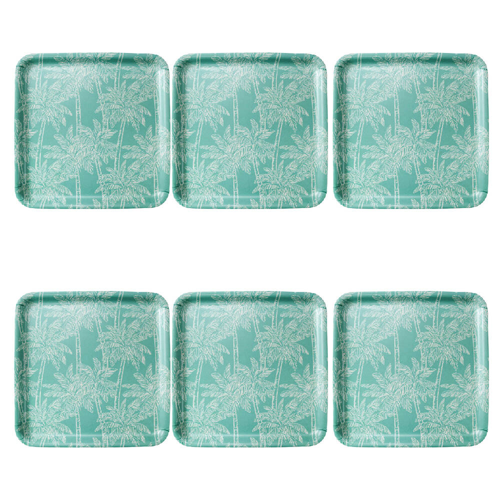 LVD Bamboo/Melamine Serving Dish Tray Home/Kitchen Decor 33x33cm Square Palm (6 Pack)