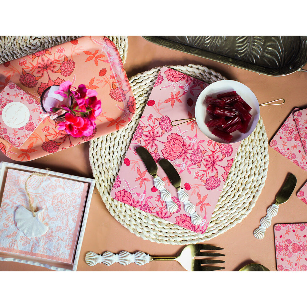 LVD Rect Melamine/Bamboo Tray Kitchen Decor 20.8x29.9cm Floral Garden Blush — image 3