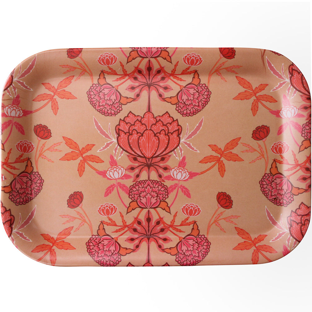 LVD Rect Melamine/Bamboo Tray Kitchen Decor 20.8x29.9cm Floral Garden Blush