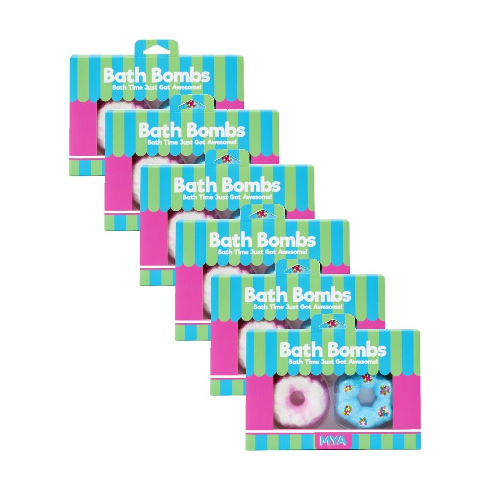Mya 2pc MYA Bath Bombs Donut Fragrant Fizzy Gift Kids/Children Multicolour 8y+ (6 Pack)