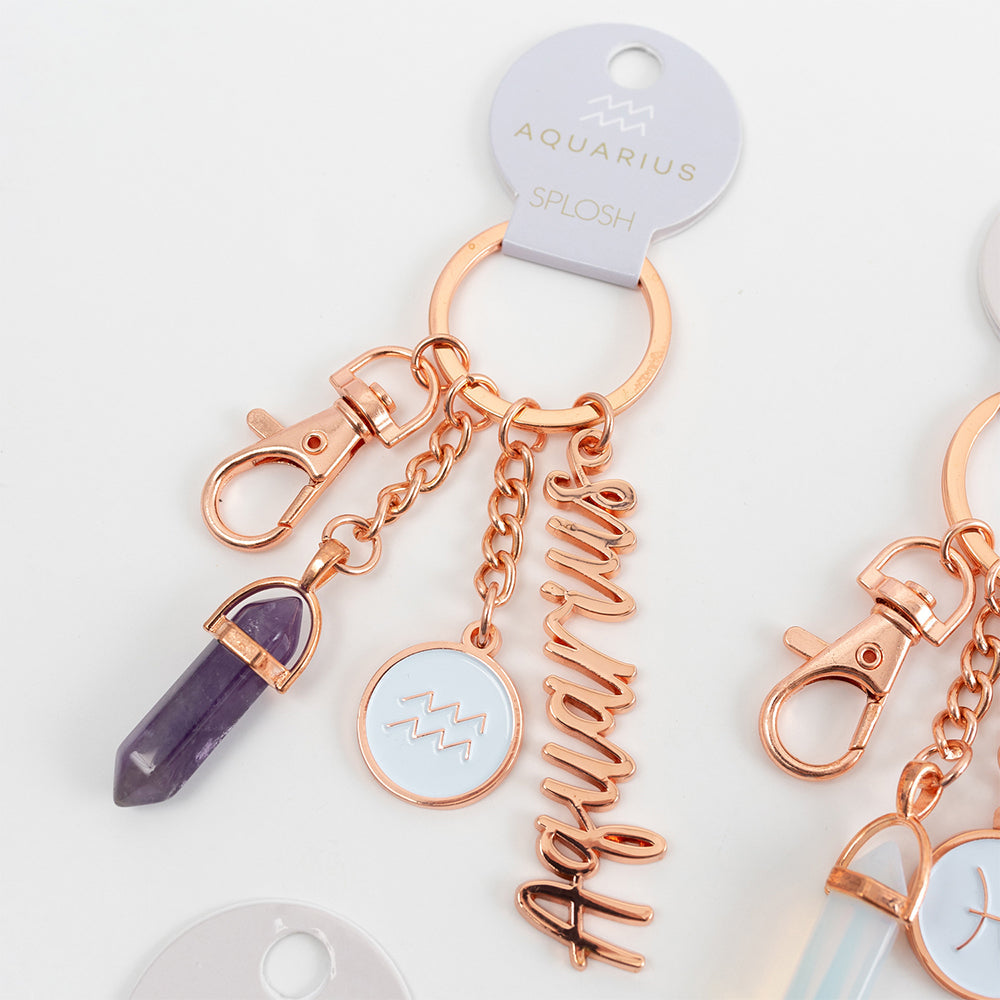 Splosh Mystique Aquarius Metal Keychain Zodiac Bag/Key Accessory Charm Rose Gold — image 2