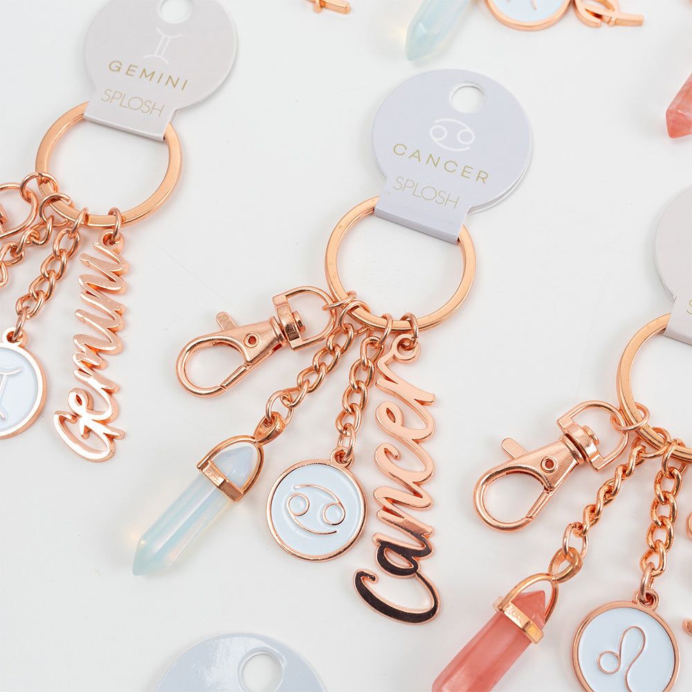 Splosh Mystique Cancer Metal Keychain Zodiac Key Accessory Charm Rose Gold (2 Pack) — image 3