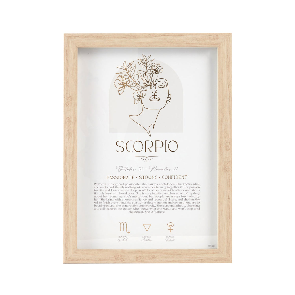 Splosh Mystique Framed Print Scorpio Standing/Hanging Zodiac Home Decor 20x33cm