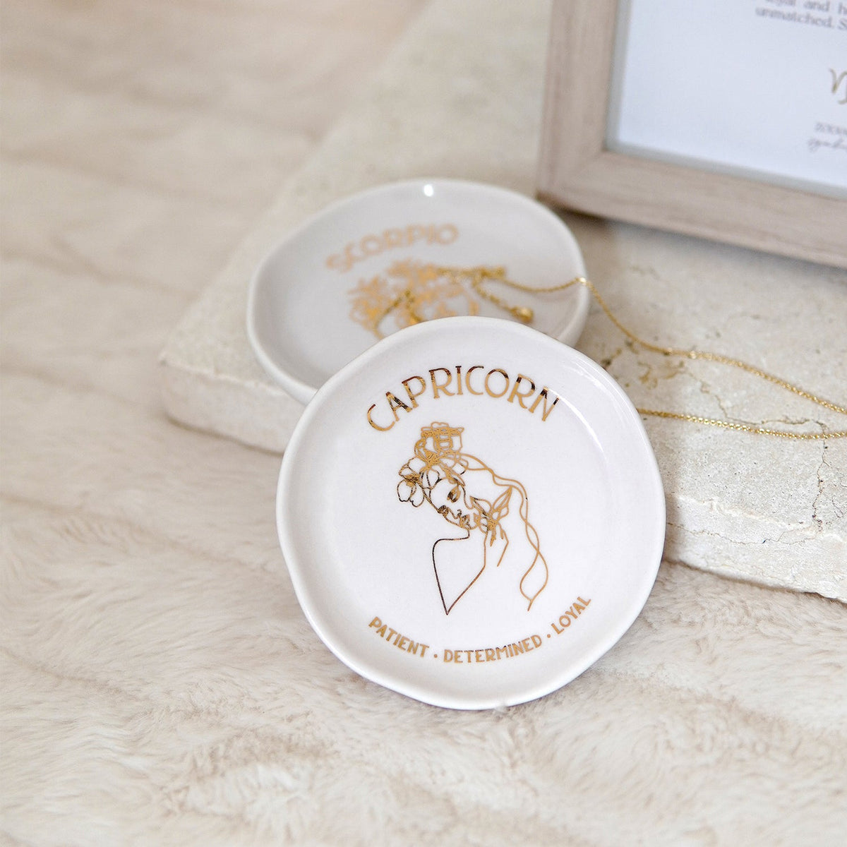 Splosh Mystique Trinket Dish Capricorn/Ceramic Zodiac Plate Round White 10cm — image 3