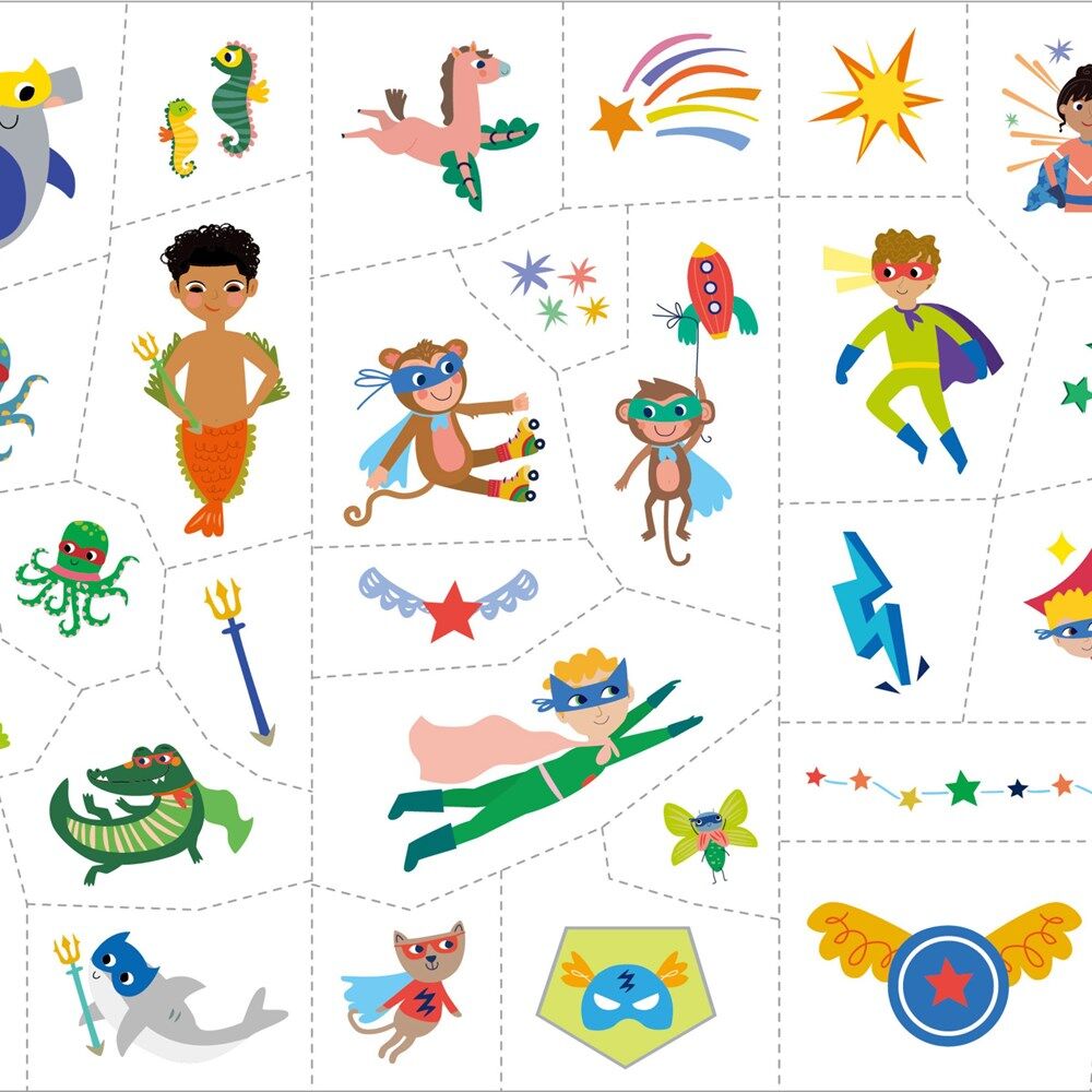 Avenir Face Sticker & Tattoos Art Kit Superheroes Temporary Tattoos Kids 3y+ — image 2