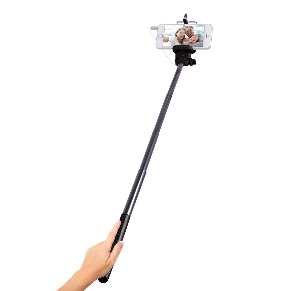 Laser Universal Phone Selfie Stick w/ Control Cable 93cm - Black (2 Pack) — image 2