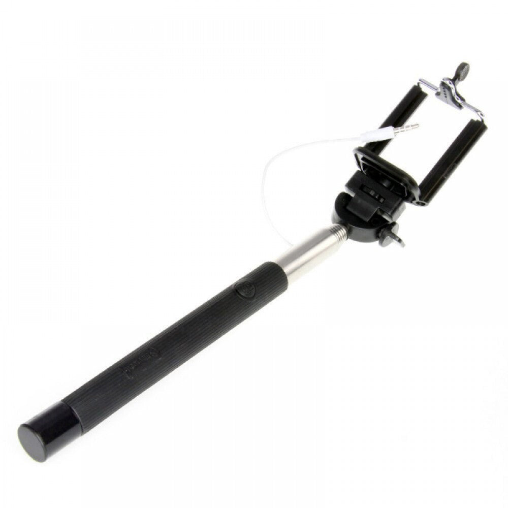 Laser Black Extendable 93cm Selfie Stick Phone Monopod w/Control Cable Universal