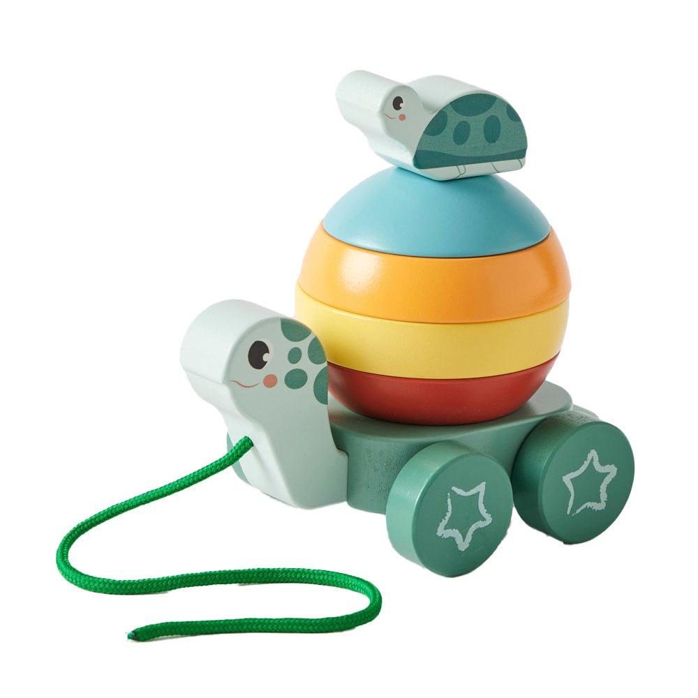 Zookabee Wooden Pull Along Stacking Turtle Baby/Toddler Educational Play Toy (2 Pack) — image 2