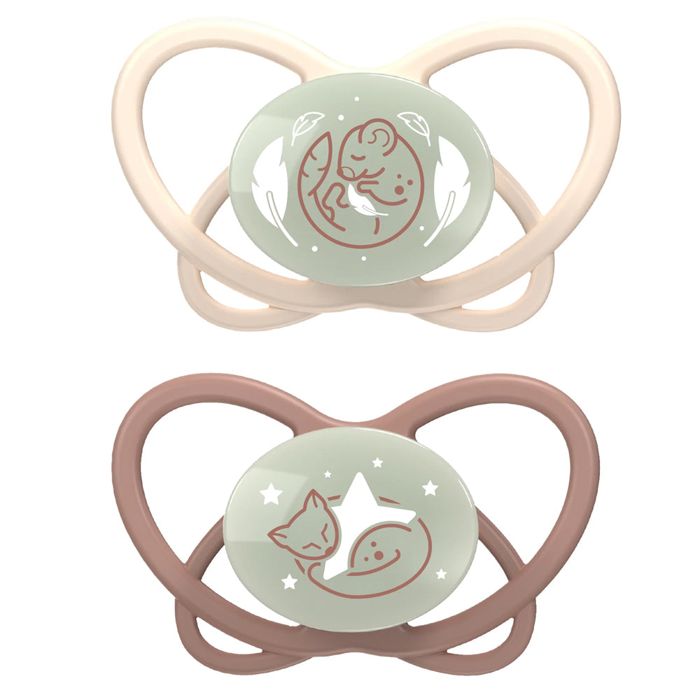 Nip My Butterfly Size 2 Night Soother Orthodontic Dummy Baby 5-18m Neutral (2 Pieces)
