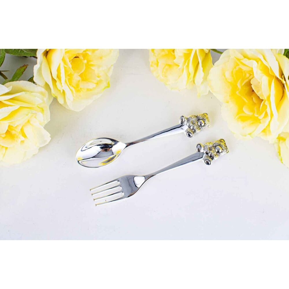 LMD Silver Plate Spoon And Fork Cutlery Novelty Home Dining Table Decor Set — image 2