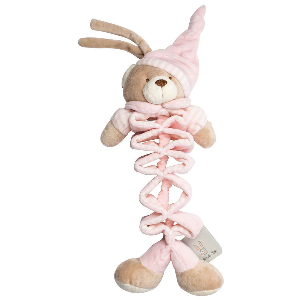 LMD Pink Musical Stretch Bear 20cm With Ties Cuddly Ultra Soft Toy For Babies — image 2