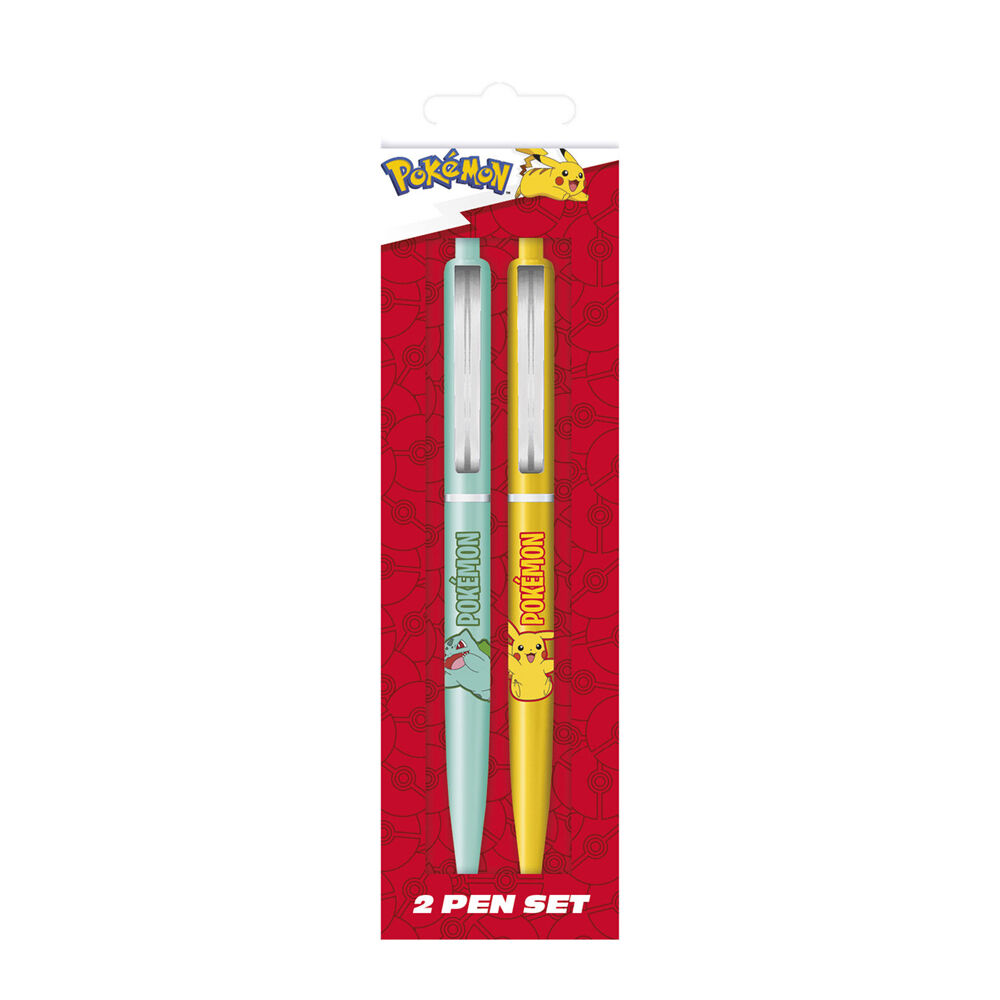 Pokemon Writing Pen Set Kids Drawing Home/School Stationery Yellow/Blue (2 Pieces)