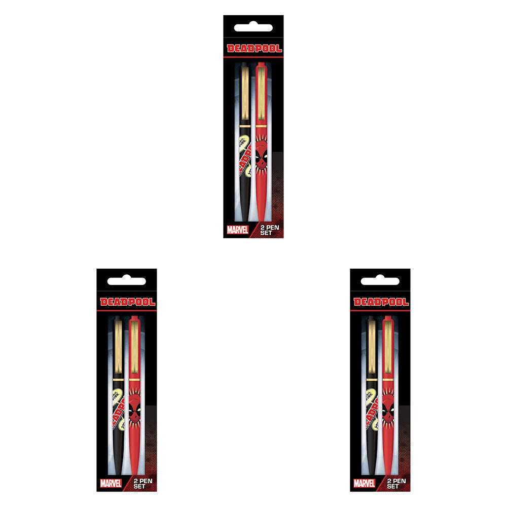 Marvel MCU Deadpool Comic Pen Set Writing/Drawing Stationery Red/Black (6 Pieces)