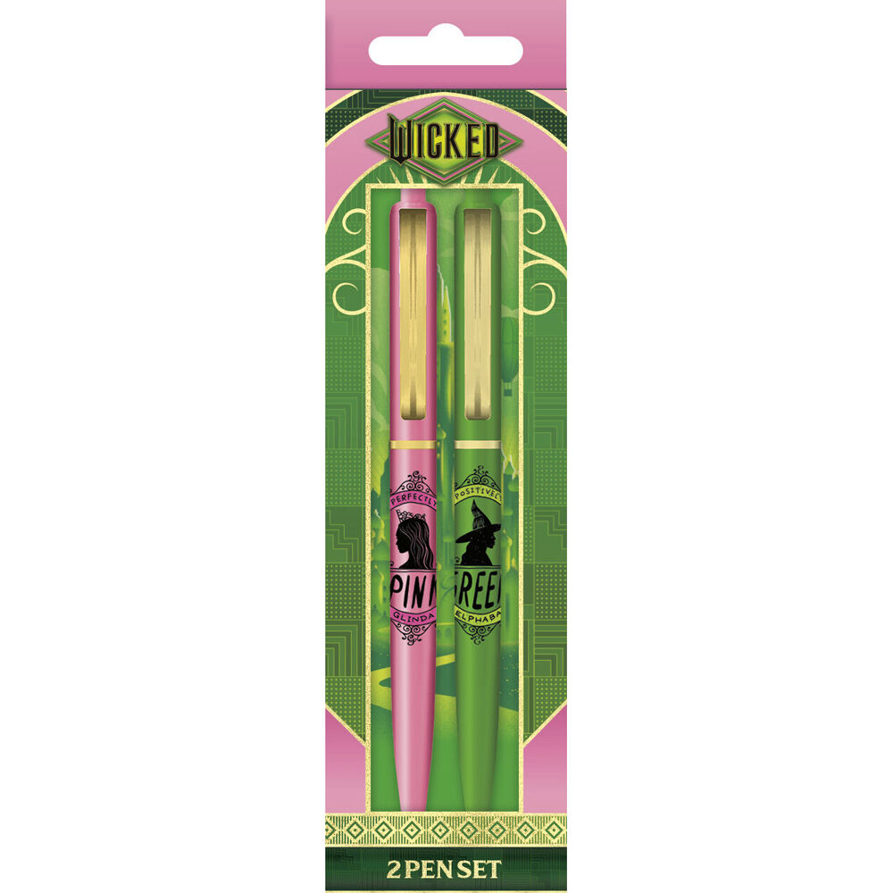 Wicked Pen Set Ball Point Writing/Drawing Home Stationery Pink/Green (2 Pieces)