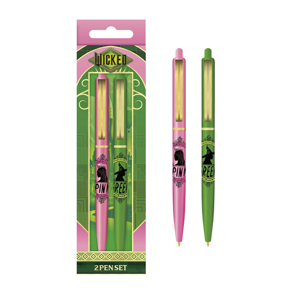 Wicked Pen Set Ball Point Writing/Drawing Home Stationery Pink/Green (2 Pieces) — image 2