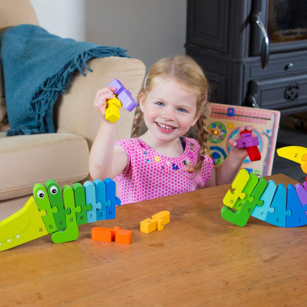 New Classic Toys 30cm Rainbow Crocodile Puzzle Jigsaw Kids Fun Wooden Toy 3y+ — image 4