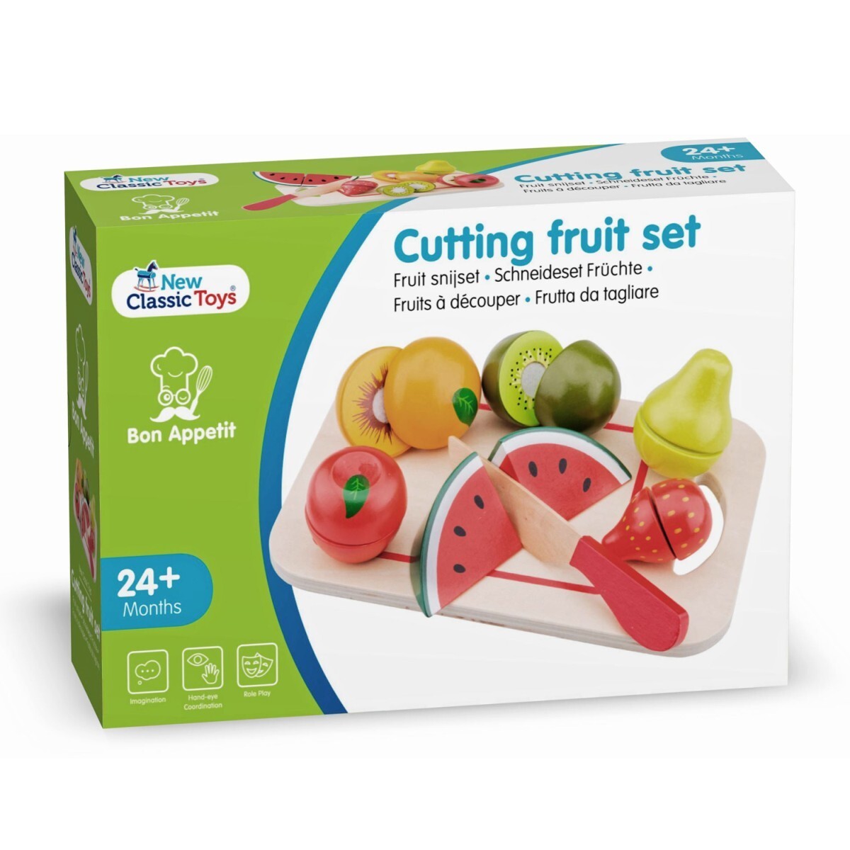 New Classic Toys Wooden Cutting Meal Fruit Kids/Children Pretend Toy 24m+ (8 Pieces) — image 3